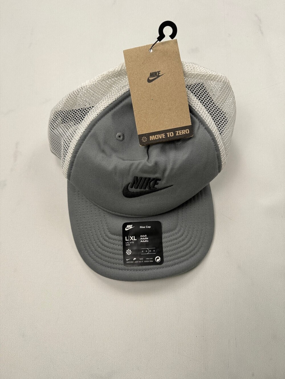 Nike Move To Zero Trucker Hat Gray Current Adjustable - Mens L/XL